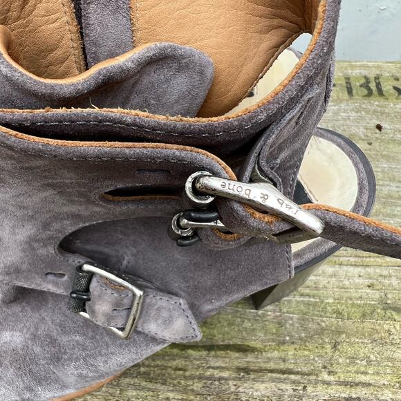 Rag & Bone Marta Suede Gray Block Heel Leather Shoe Booties 37 1/2 Women's 7.5 - Picture 5 of 8